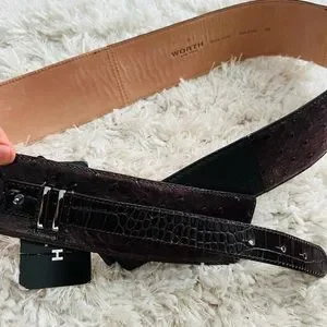 Worth New York leather belt Worth New York Embossed Crocodile Genuine Leather Belt main image 3